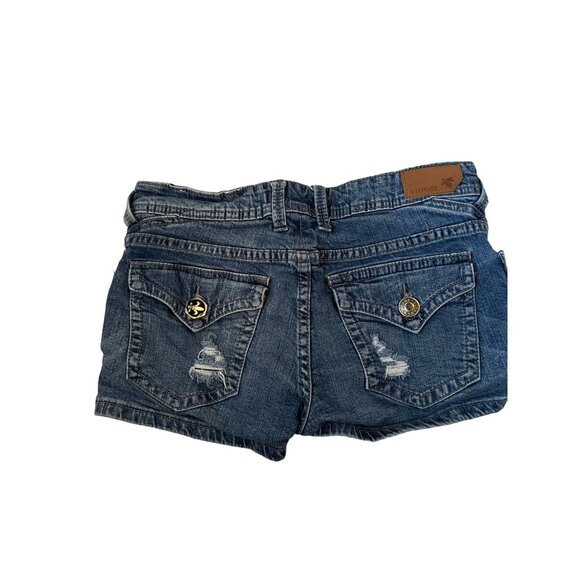 Vigoss Women's Denim Jean Shorts Distressed Detailing & Skull Buttons Size S Y2K - Picture 7 of 7